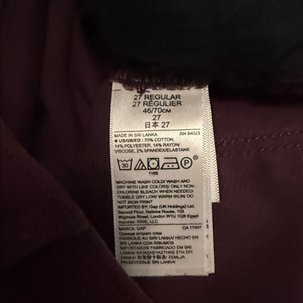 Gap 27R wine burgundy curvy true skinny jeans - Picture 3 of 4